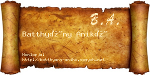 Batthyány Anikó névjegykártya